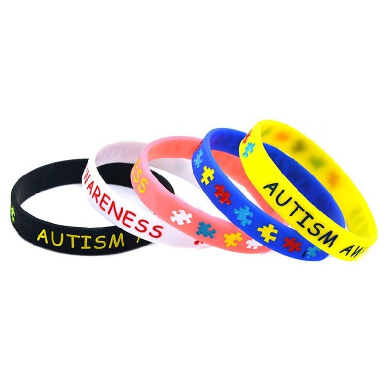 Autism Awareness Silicone Bracelet Embossed Autistic Rubber Etsy