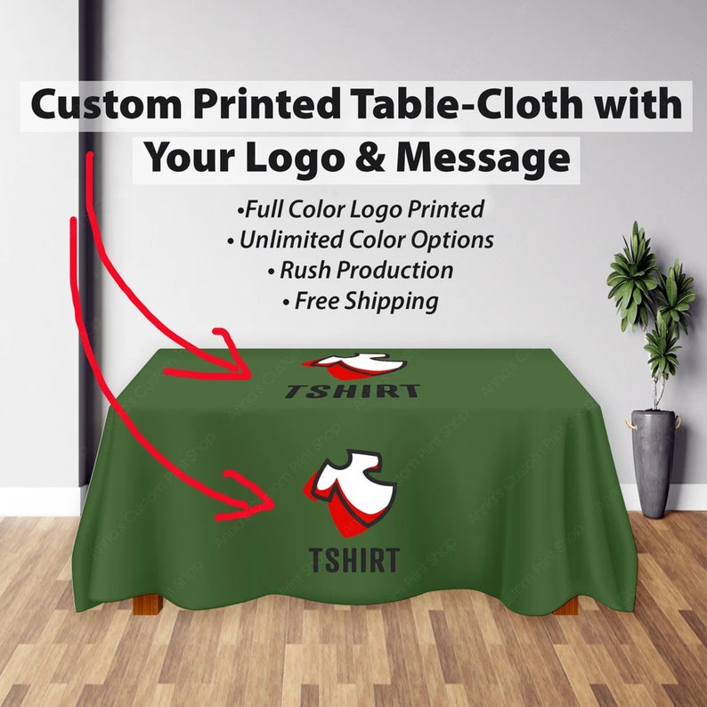 Custom Logo Tablecloth Personalized Table Throw with your Logo for Trade Show Pop Up Shop Craft Shows Wedding Banquet Vendor events image 10