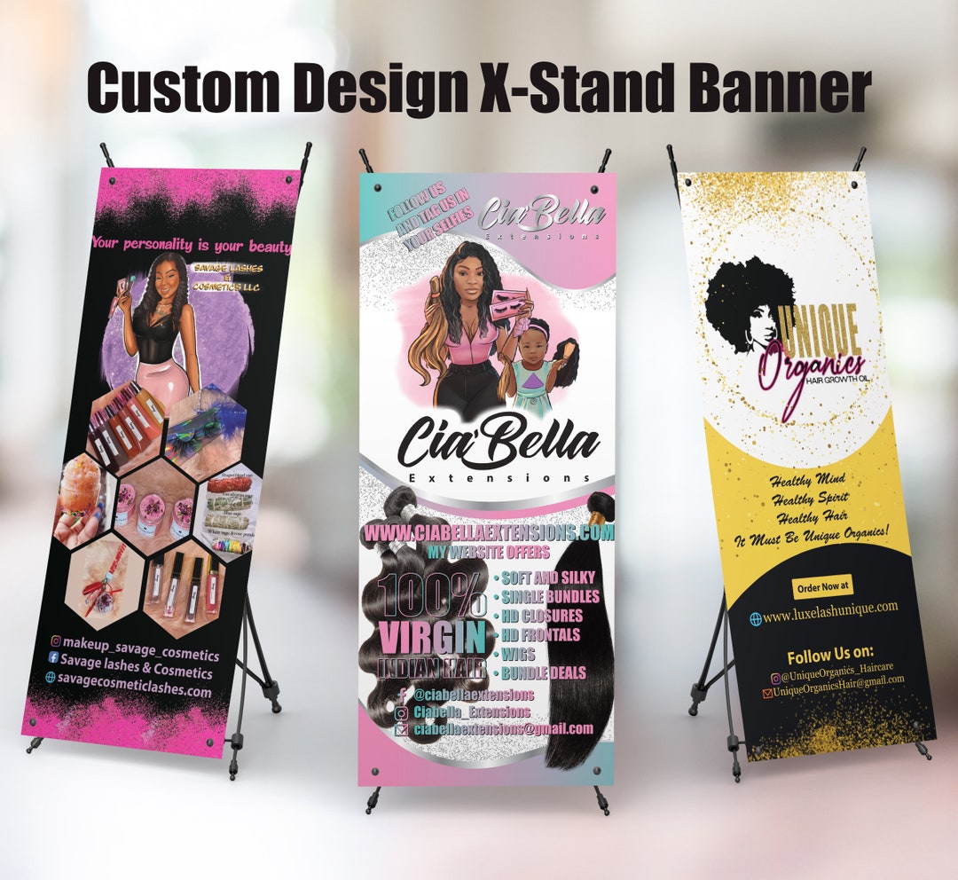 Custom Design Pop up Shop Banner, Trade Show Banner, Photo, Xstand