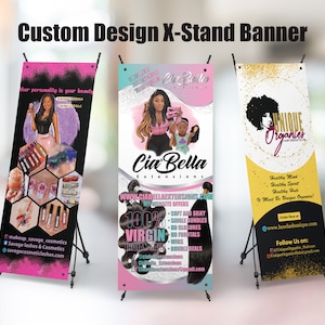 Custom design Pop up shop banner, Trade show banner, Photo, X-Stand Banner, Business Retractable banner, Logo Backdrop, Social Media banner