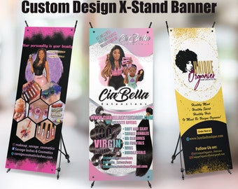 Custom design Pop up shop banner, Trade show banner, Photo, X-Stand Banner, Business Retractable banner, Logo Backdrop, Social Media banner