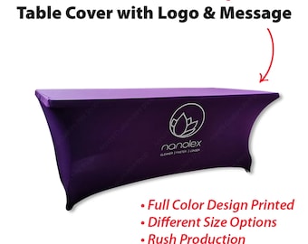 Custom Fitted Tablecloth for Vendor Events, Personalized Stretch Table Cover for Craft Show, Spandex Table Cover for Trade Shows Exhibitions