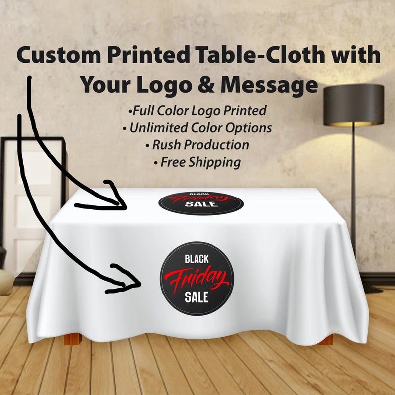 Custom Logo Tablecloth Personalized Table Throw with your Logo for Trade Show Pop Up Shop Craft Shows Wedding Banquet Vendor events image 5