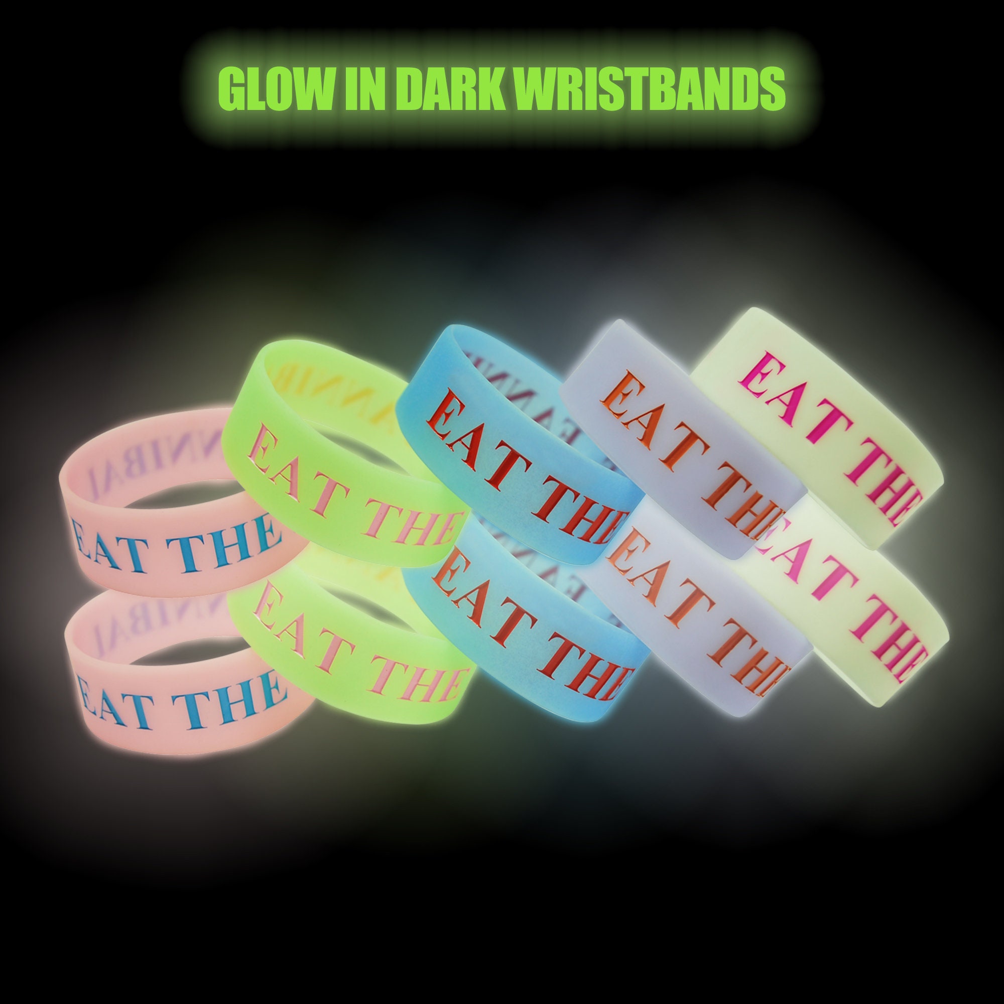 10/20/50Pcs LED Bracelets Wristbands Glow In The Dark Neon Light Up Bracelet