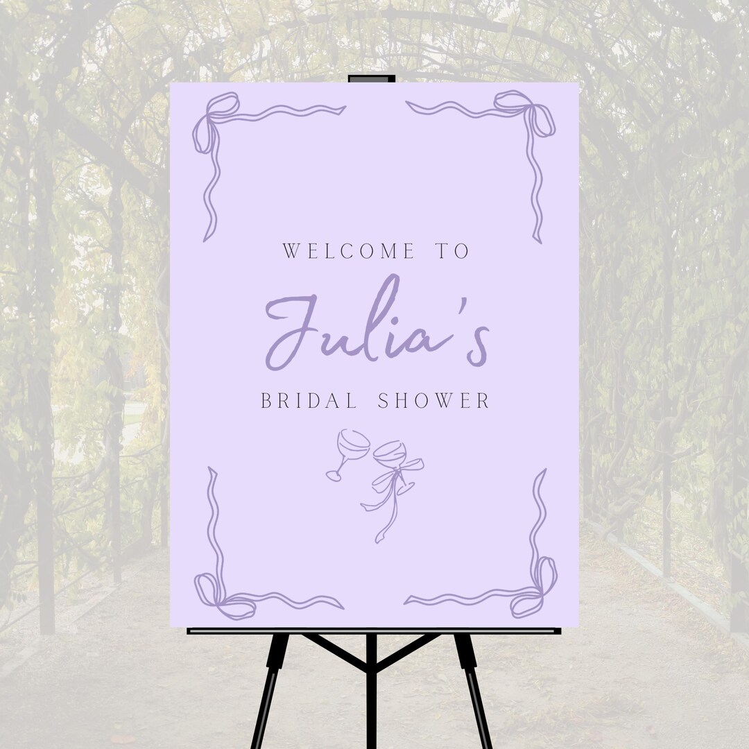 Purple Bow Bridal Shower Welcome Sign | Lavender Bridal Shower ...