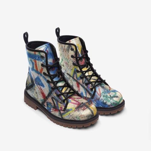 Lace-up Grunge Boots Lightweight Graphic Mens Boots Wide-Fit Shoe Women's Combat Boots Unisex Doc Marten Style Boots Platforms