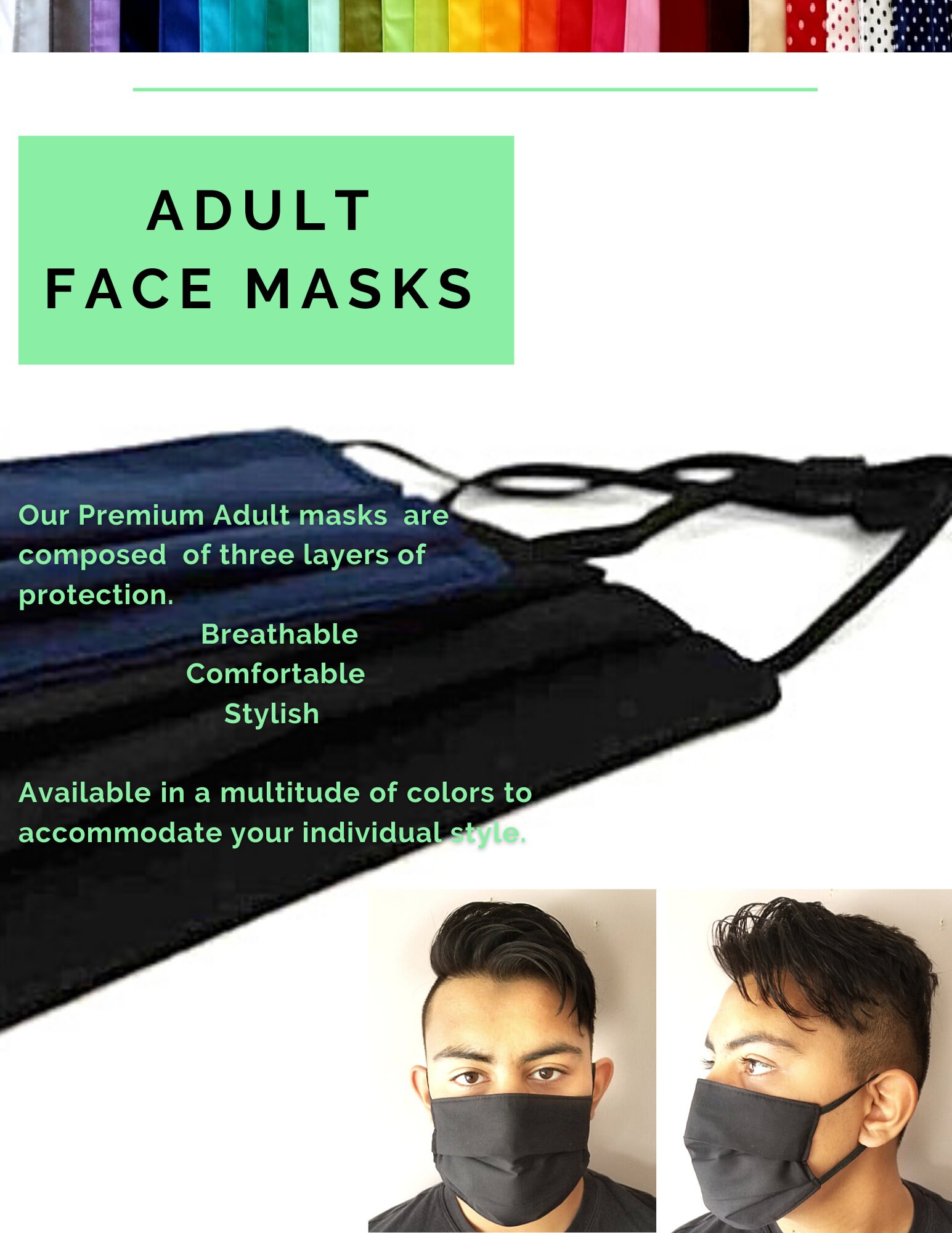 Easy Breathe Face Mask Multi Layer Face Mask Black Face Etsy