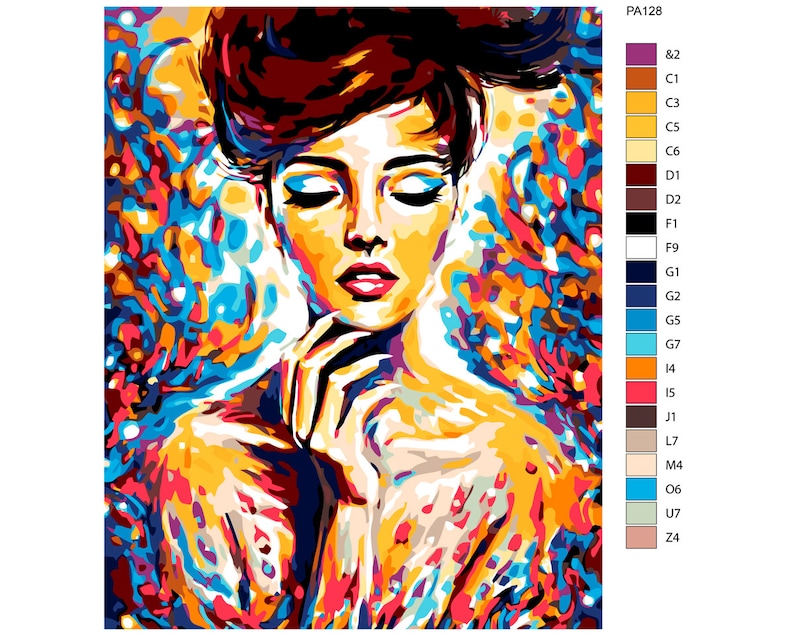 Colorful Woman Paint by Numbers Art Girl Painting by Numbers Etsy