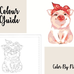 Cute Pig Coloring By Numbers Pig Painting By Numbers Printable Coloring Page Animal Painting Kit Instant Download Printable PDF File AS0065