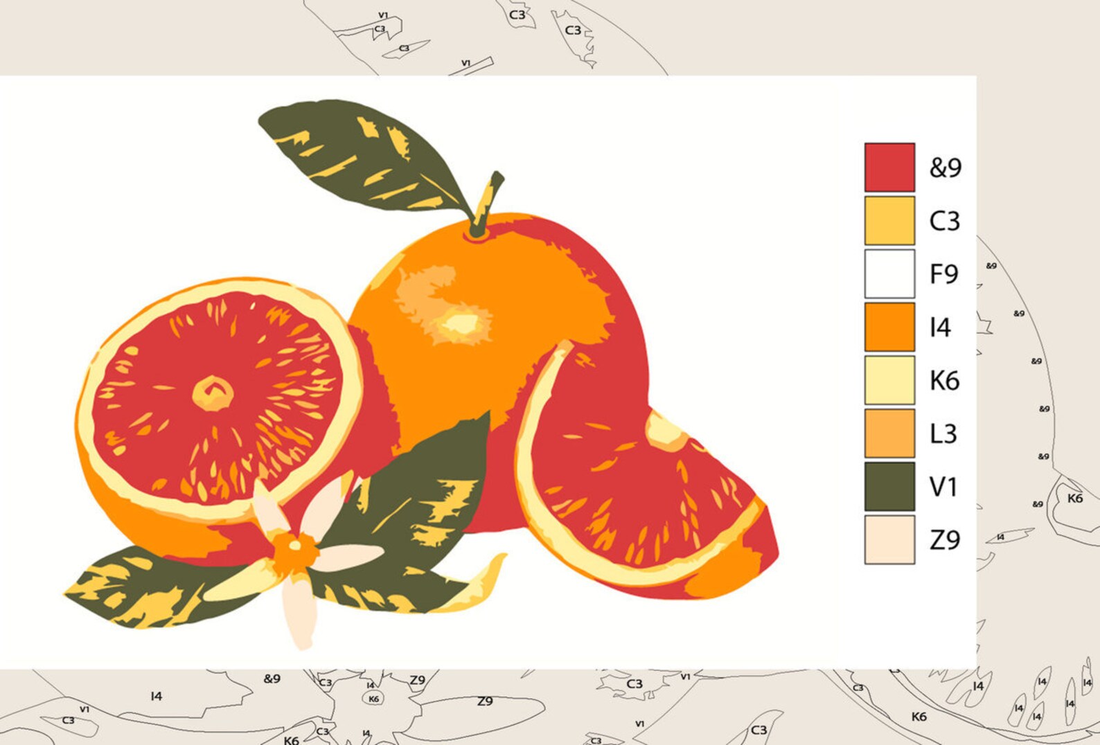 Grapefruit Color By Number Kit Printable Exotic Fruits Color Etsy