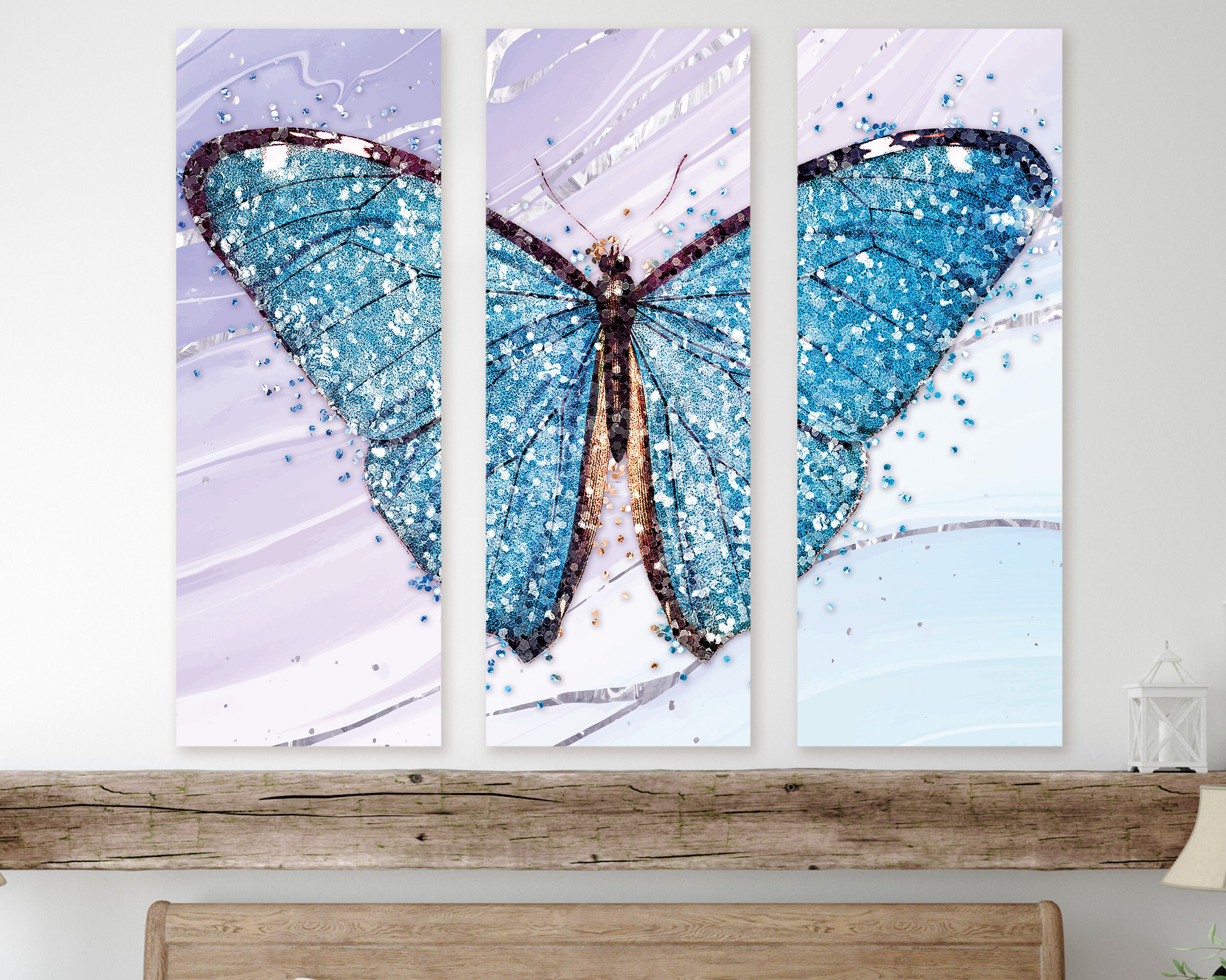 Blue Butterfly Canvas Wall Art Set 5 Piece Printed Posters Etsy