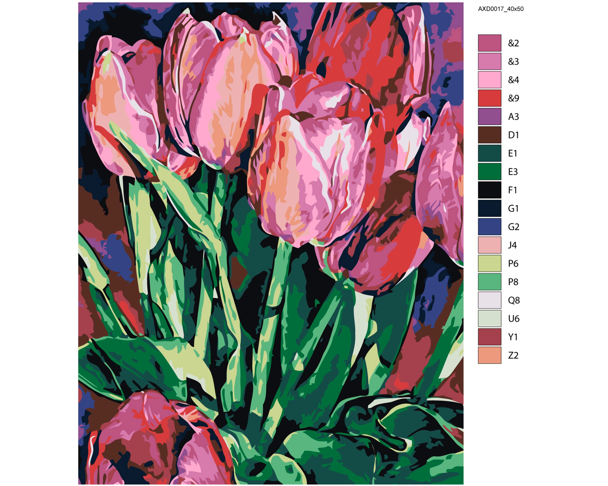 Tulips Art Paint by Numbers Canvas Painting by Numbers Flowers Etsy UK