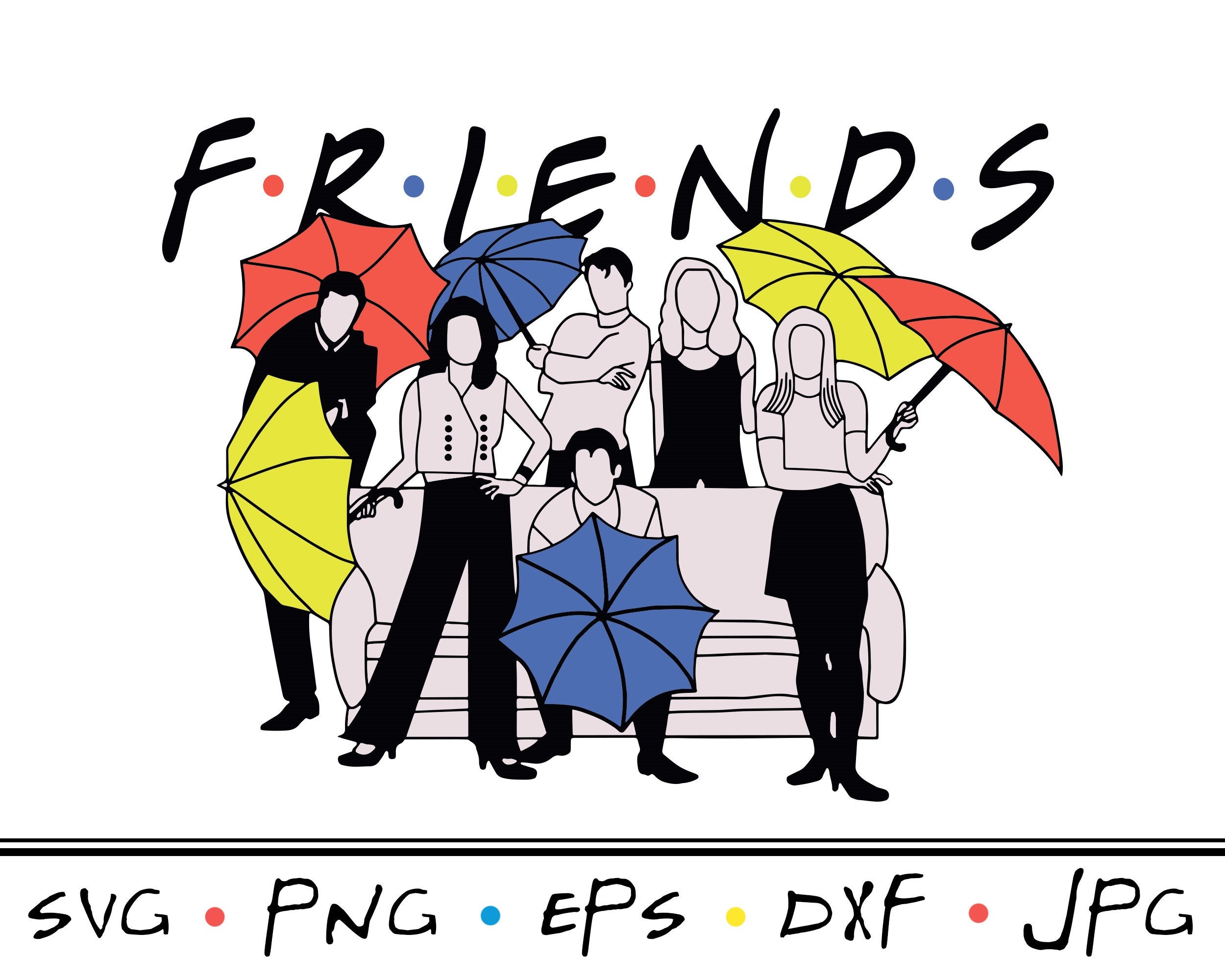 Friends™ Character Silhouette Square Sticker Ubicaciondepersonascdmx 