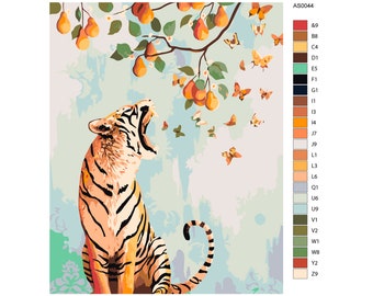 Tiger DIY Set Malen Nach Zahlen Hochwertige Schmetterlinge Bild Mit Rahmen Ohne Rahmen Birnbaum Design Erwachsene Malerei Natur AS0044
