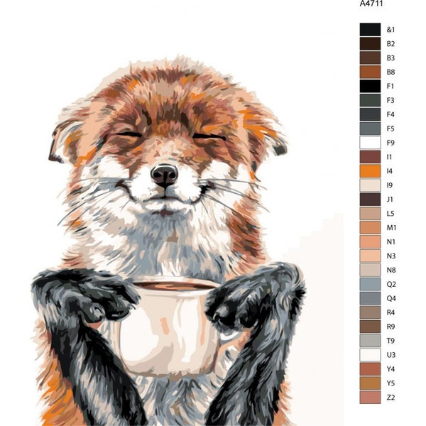 Fox and Cofee  - EU Shipping - DIY Paint by Number Kit Acrylic Painting Home Decor AS0001