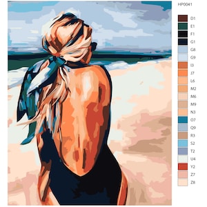 Woman Paint By Numbers For Adults Beautiful Beach Acrylic Painting On Canvas Paint By Your Own DIY Kit Vacation Oil Wall Art Decor AS0034