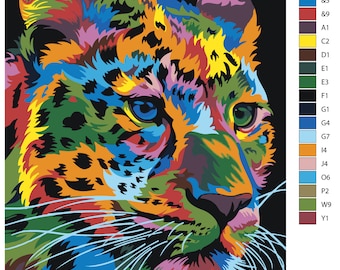 Art Leopard Design Dekor DIY Malen nach Zahlen Kit Tier Acrylmalerei Wohnkultur Pop Art Malen nach Zahlen DIY Kit Einzigartiges Design AS0179