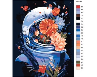 Astronaut Paint Canvas DIY Set Malen nach Zahlen Blumen Bild mit Einzigartigem Design Abstraktes Malen nach Zahlen Bestes Geschenk für Erwachsene AS0036