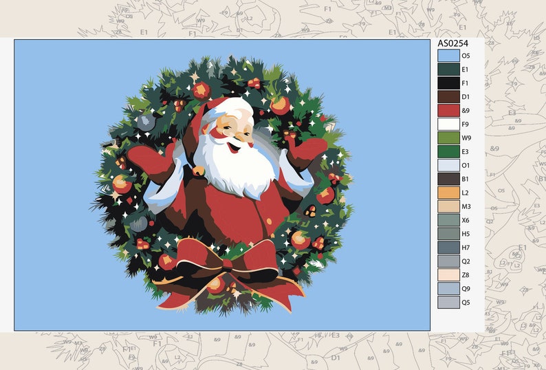 Christmas Painting By Numbers Santa Claus Color By Numbers Etsy