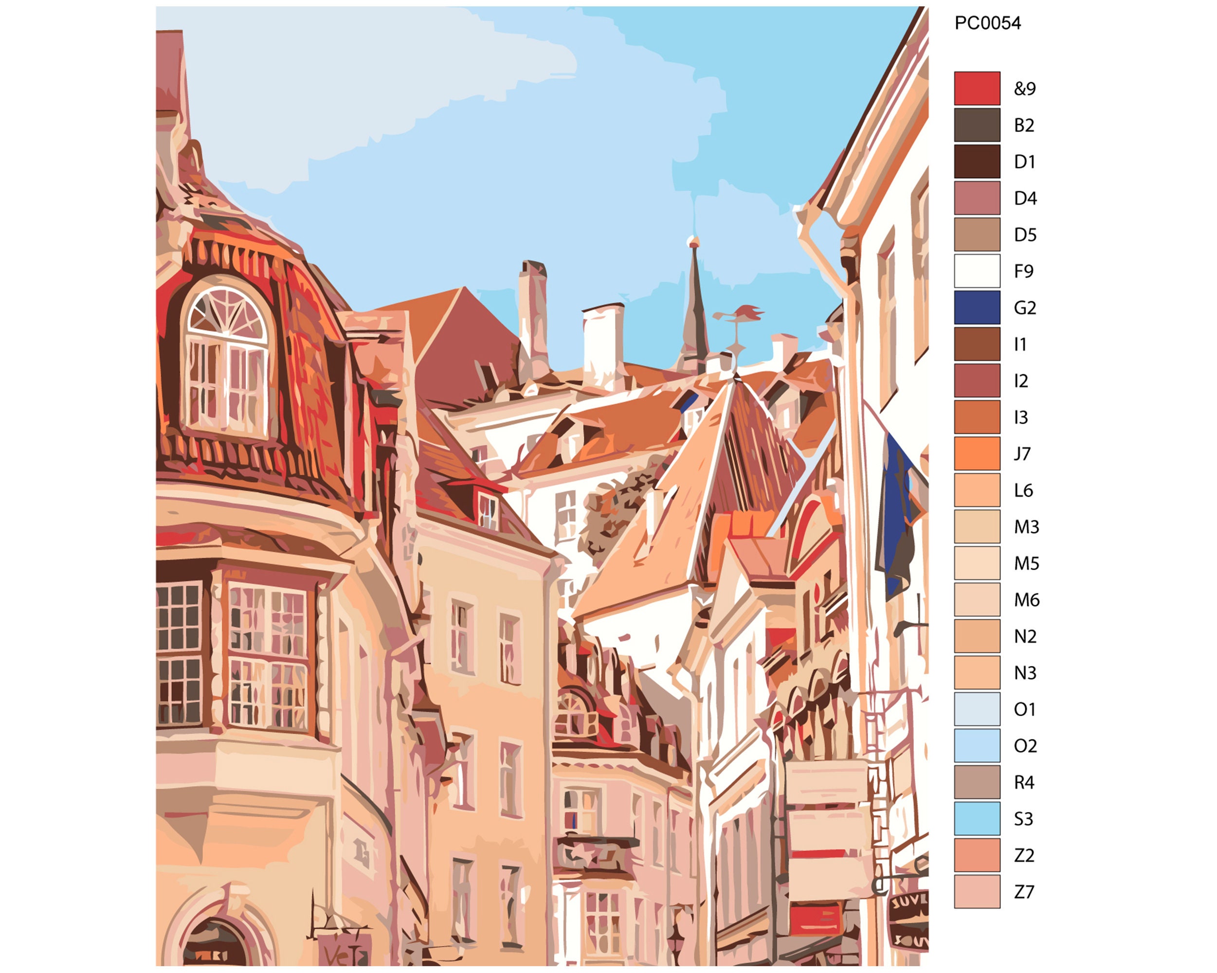 Architektur Gemälde Anzahl mit/ohne Rahmen Wohnkultur Gebäude DiY Painting Kit Alte Stadt DiY Painting on Canvas Bilderrahmen Set AS0054