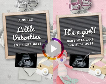 VIDEO Digital Pregnancy Announcement Digital, Gender Reveal Idea, VALENTINES Février Baby Animation pour les médias sociaux, C’est une fille ou un garçon
