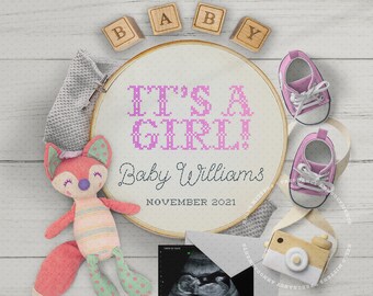 GIRL Gender Reveal, Pregnancy Announcement idea, Personalized Baby Announcement for Social Media, It's a Girl Photo Image for Instagram