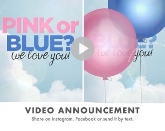 Virtual Gender Reveal, Animated Video, It's a GIRL, Instant download, Digital announcement