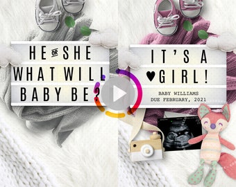 INSTAGRAM STORY Video, Girl Gender Reveal, Pregnancy Announcement idea, Personalized Baby Announcement for Social Media, It's a Girl