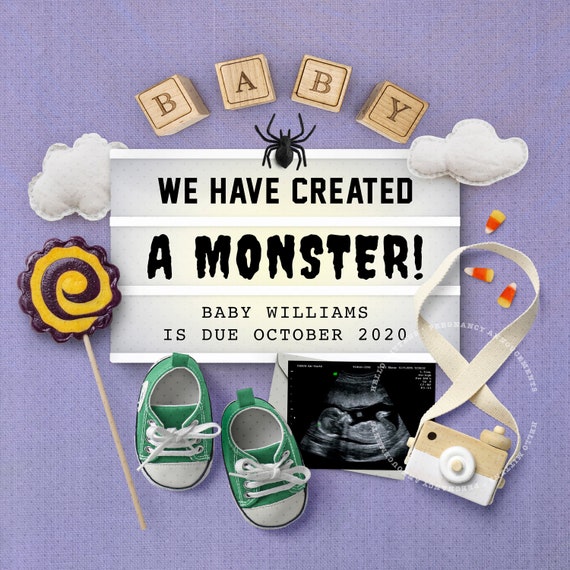 Pregnancy Announcement Digital, HALLOWEEN Fall BABY, Due October Reveal