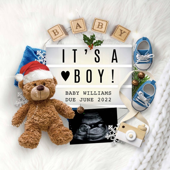 BOY Gender Reveal, Pregnancy Announcement idea, Personalized Baby