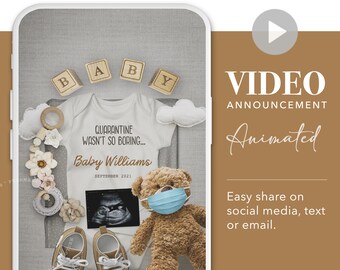 VIDEO Pregnancy Announcement, Digital Reveal Idea, QUARANTINE Baby, Share on Instagram, Social media or send by text. Gender Reveal