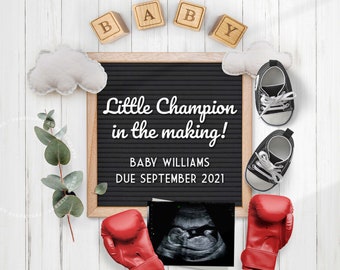 BOXING BABY, Pregnancy Announcement for Social Media, Box sport fan, Baby Reveal Idea, Photo for Instagram. Any Color.