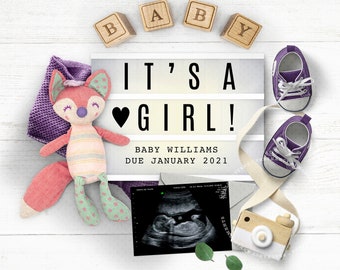 GIRL Gender Reveal, Pregnancy Announcement idea, Personalized Baby Announcement for Social Media, It's a Girl Photo Image for Instagram