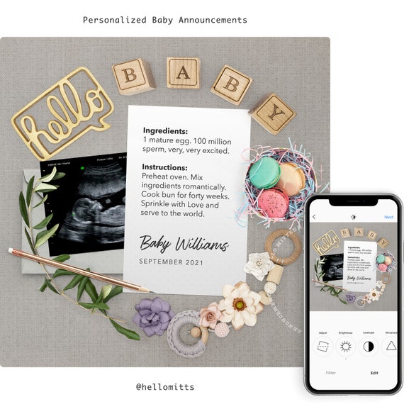 Download Pregnancy Announcement Digital Flat Lay Photo Baby Reveal For Social Media Gender Neutral Announce Idea By Hello Mittens Catch My Party