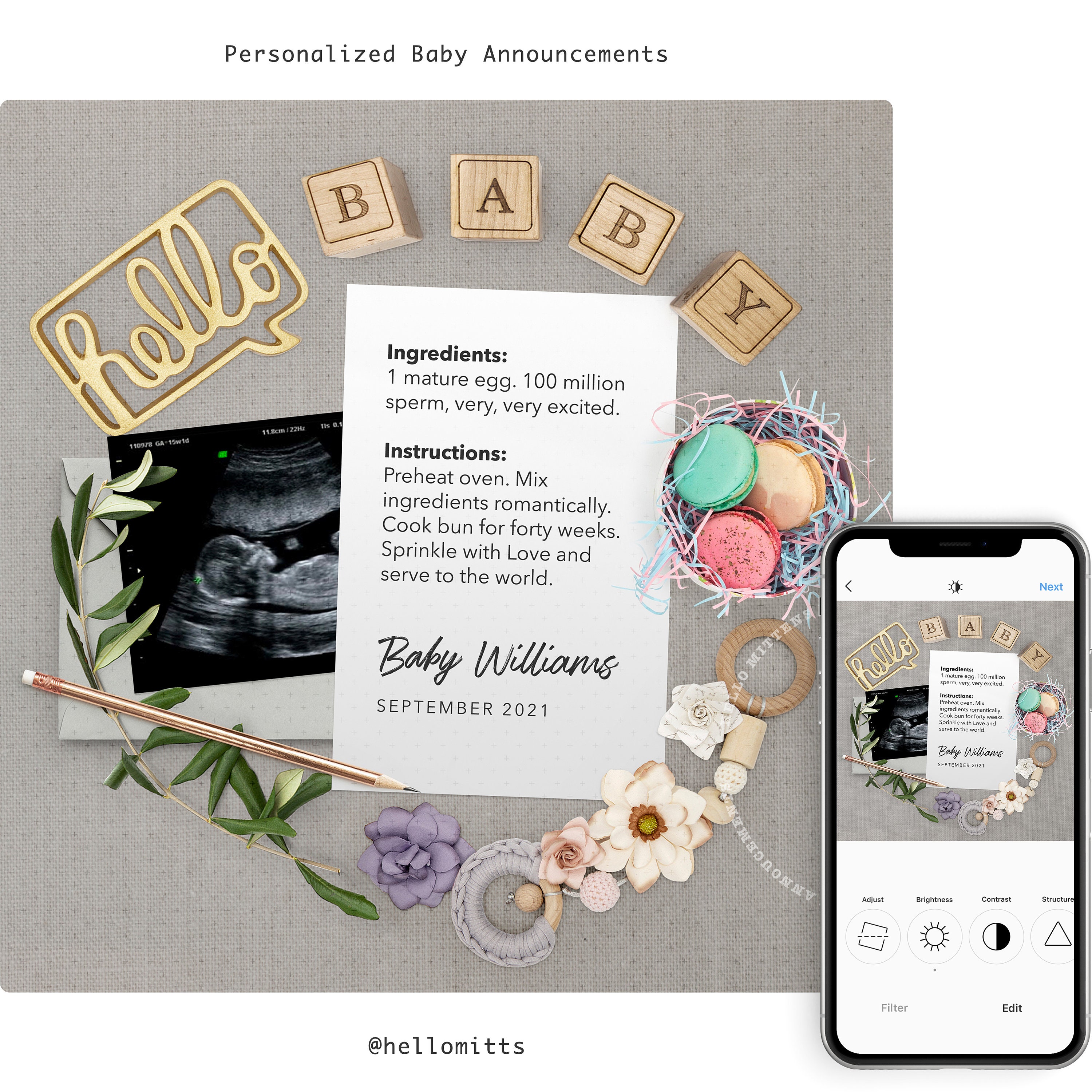 Download Pregnancy Announcement Digital Flat Lay Photo Baby Reveal for | Etsy