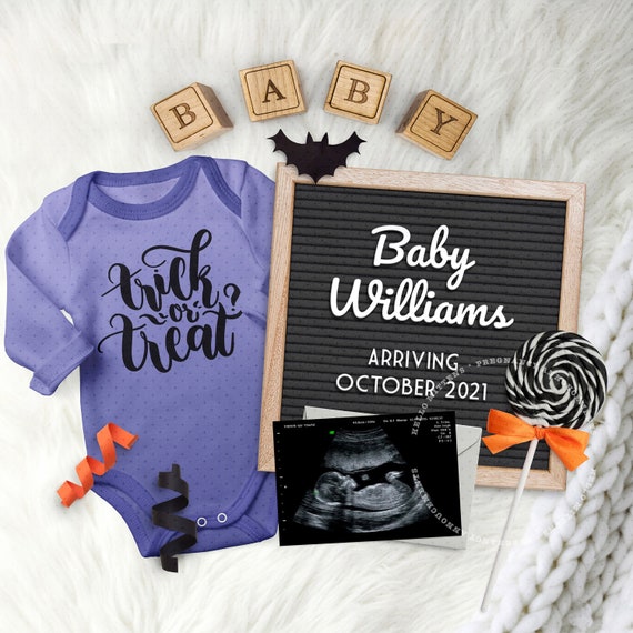 Pregnancy Announcement Digital, HALLOWEEN Fall BABY, Due October Reveal