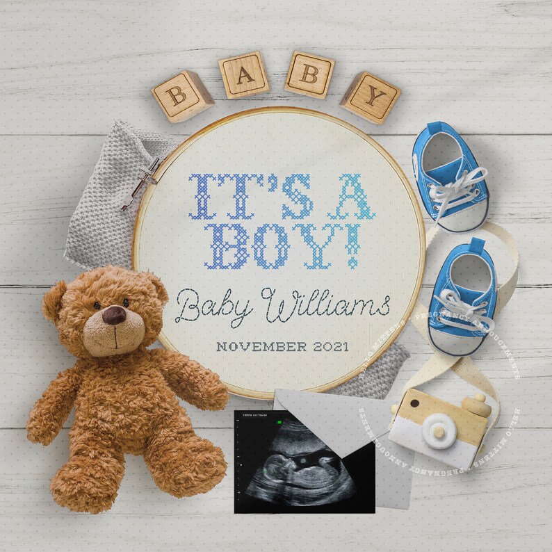 Boy Gender Reveal Pregnancy Announcement Idea Personalized Etsy