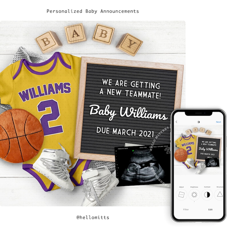 Basketball Baby Pregnancy Announcement for Social Media LA Etsy