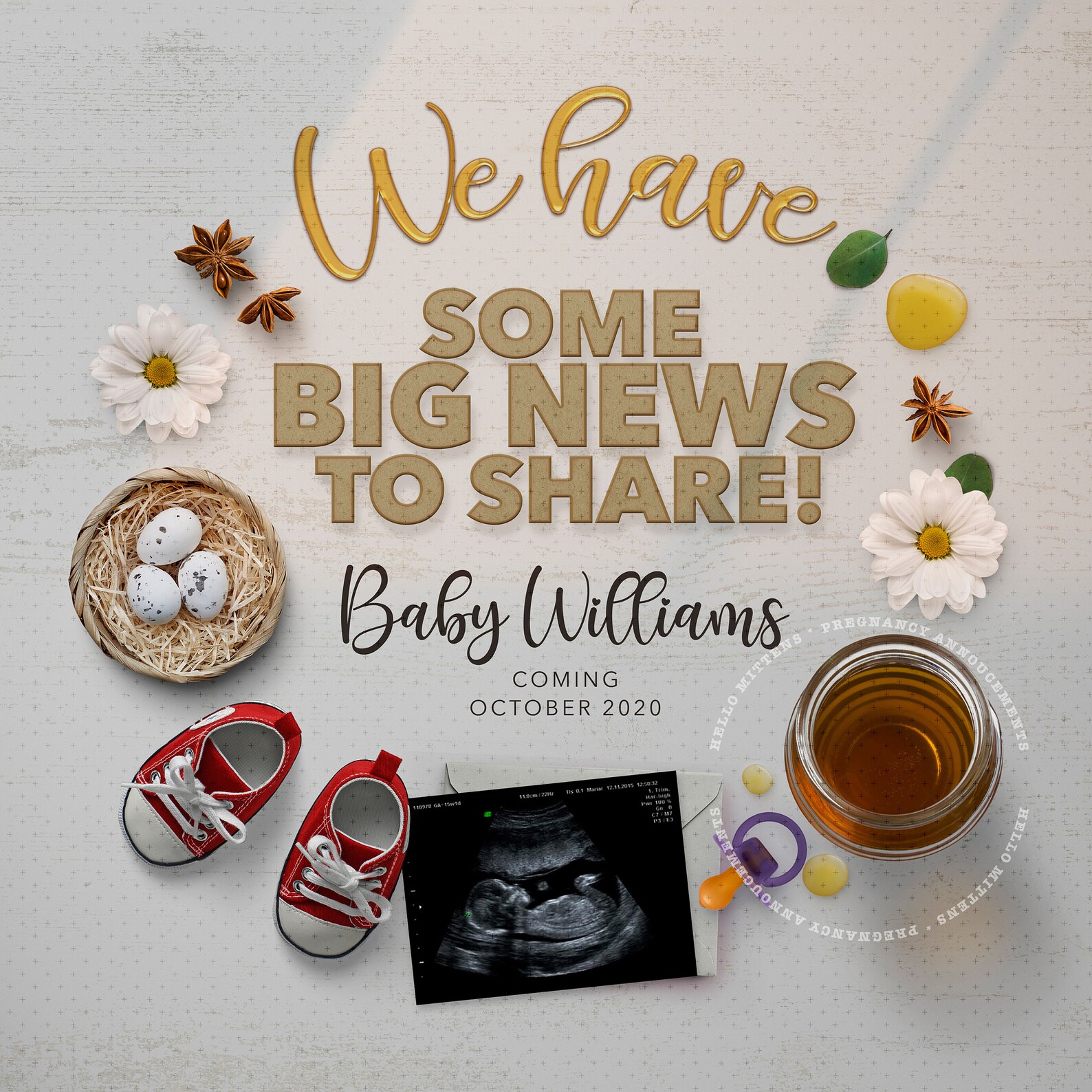 SPRING Baby Pregnancy Announcement Digital Personalized BABY Etsy