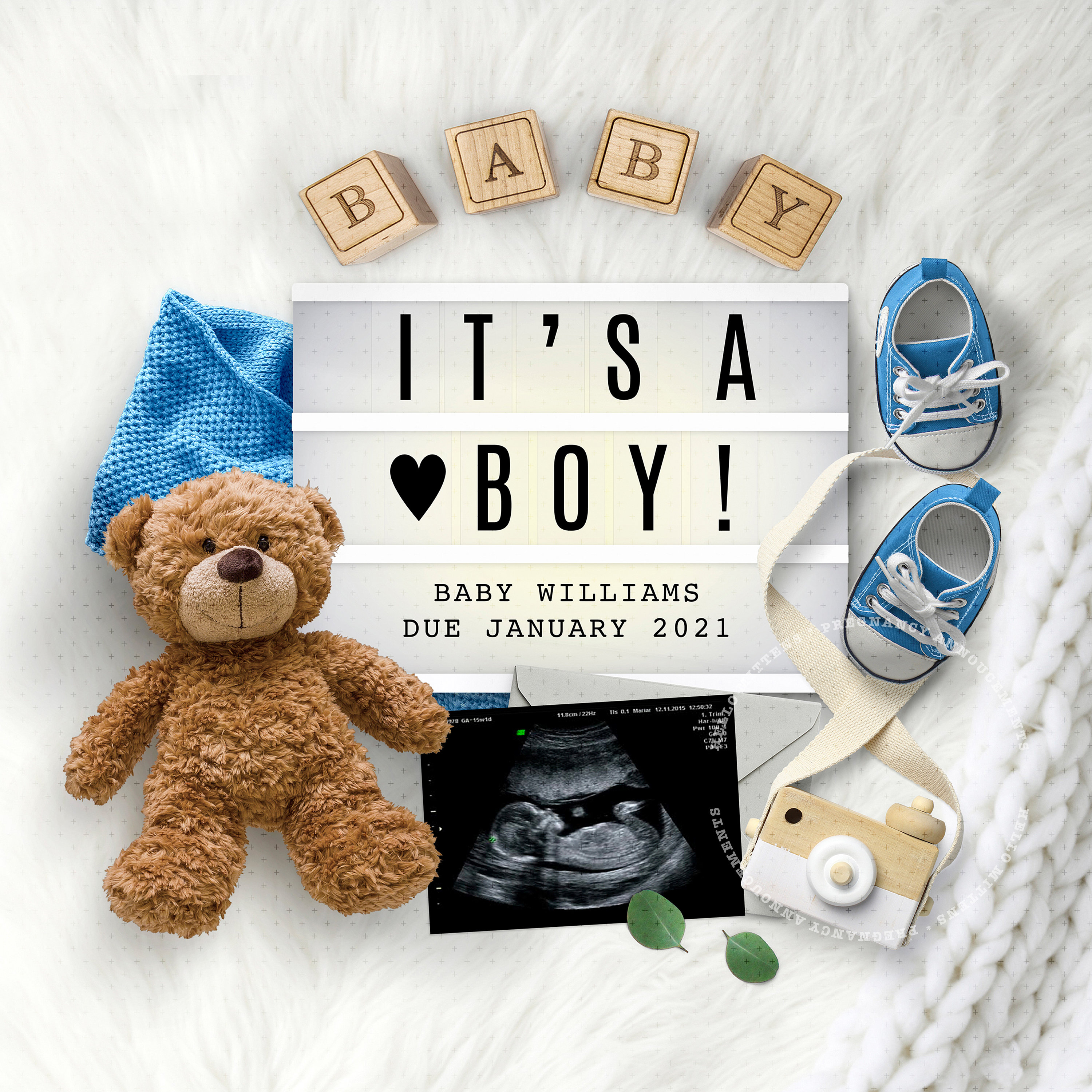 BOY Gender Reveal Pregnancy Announcement idea Personalized Etsy