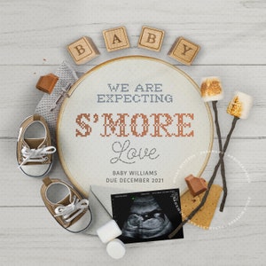 Anuncio de embarazo de SMORE digital, Expecting S'more Love Baby Announce o Gender Reveal Idea. Idea de anuncio de embarazo en las redes sociales