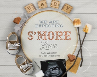 SMORE pregnancy announcement digital, Expecting S'more Love Baby Announce or Gender Reveal Idea. Social Media Pregnancy Announcement Idea