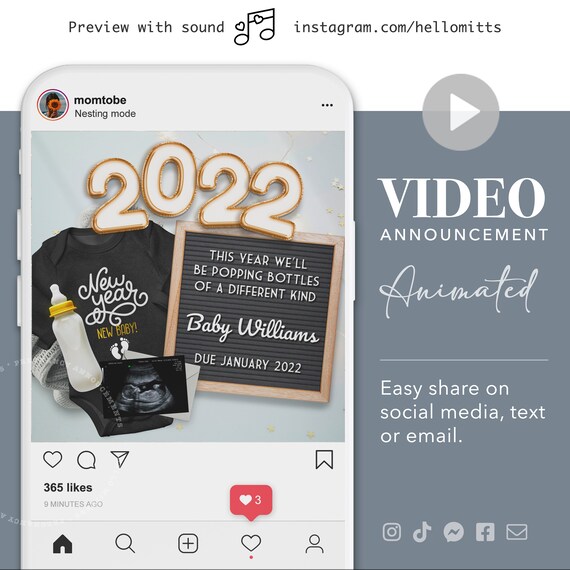 VIDEO Pregnancy Announcement Winter NEW YEAR (any), Due January, Baby