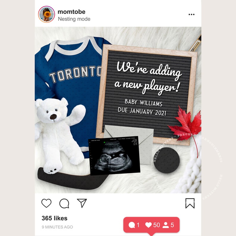HOCKEY Baby Pregnancy Announcement for Social Media Digital Etsy