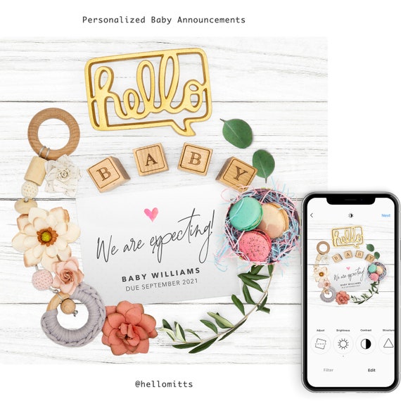 Download Pregnancy Announcement Digital Flat Lay Photo Baby Reveal For Social Media Gender Neutral Announce Idea By Hello Mittens Catch My Party