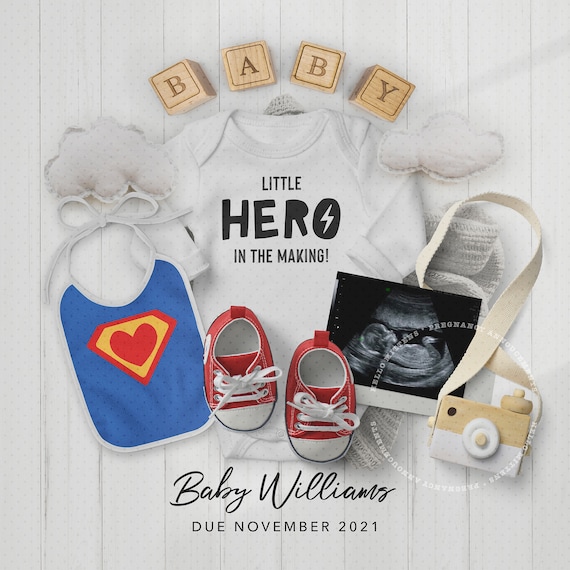 SUPERHERO Pregnancy Announcement Digital, Hero Baby Reveal, Social Media Announce Idea, Avenger Image for Instagram Il_570xn