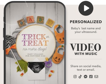 Pregnancy Announcement, HALLOWEEN baby, Personalized VIDEO, Virtual Reveal Idea, Share on Instagram, social media or by text.