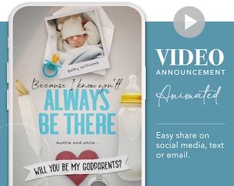 Godparent proposal video, Personalized  Will you be my Godfather or Godmother proposal, Asking godparents on Instagram or send by text.
