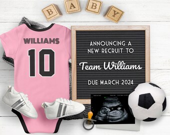 Miami Pregnancy Announcement Soccer theme for Instagram