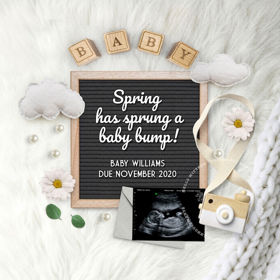 SPRING Baby, Pregnancy Announcement Digital, Personalized BABY Announcement for Instagram. Due March April or May. Il_570xn